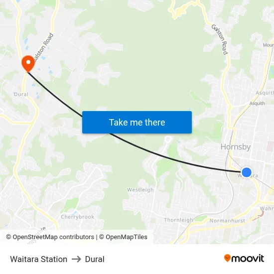 Waitara Station to Dural map