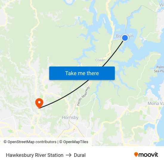 Hawkesbury River Station to Dural map