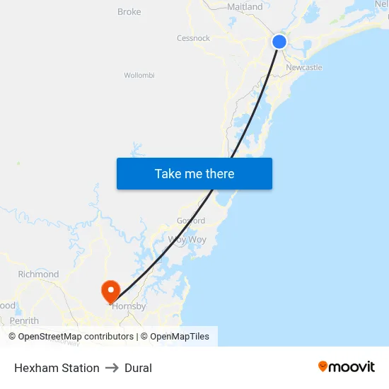 Hexham Station to Dural map