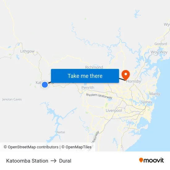 Katoomba Station to Dural map