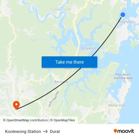 Koolewong Station to Dural map