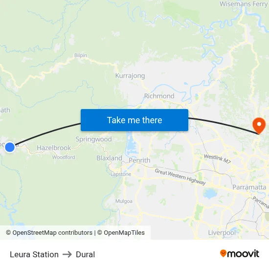 Leura Station to Dural map