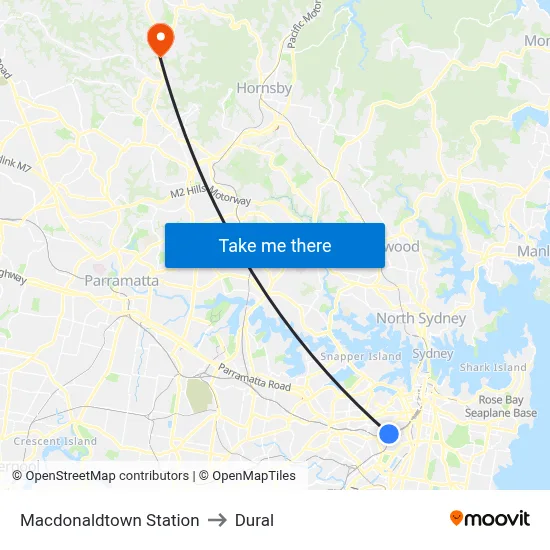 Macdonaldtown Station to Dural map