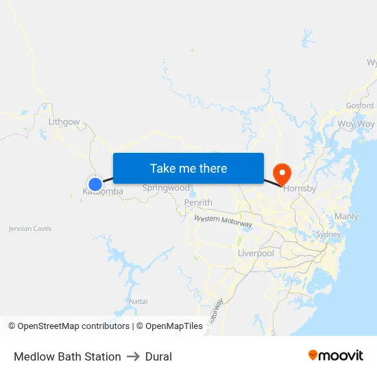 Medlow Bath Station to Dural map