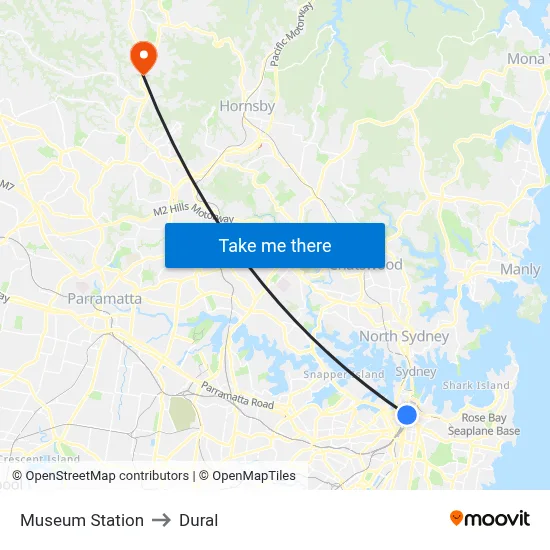 Museum Station to Dural map