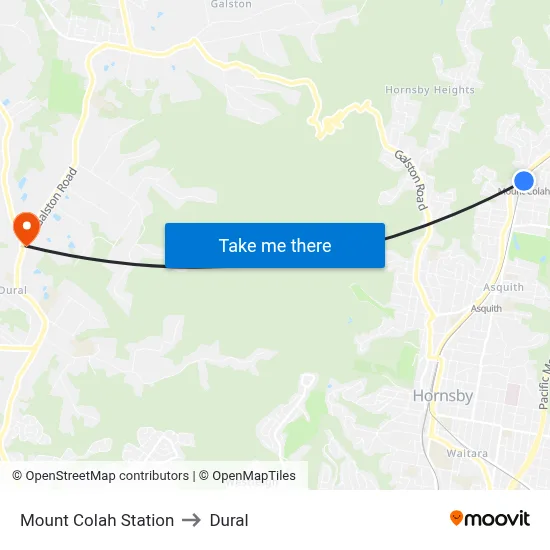 Mount Colah Station to Dural map