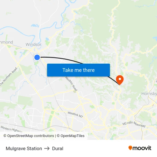 Mulgrave Station to Dural map