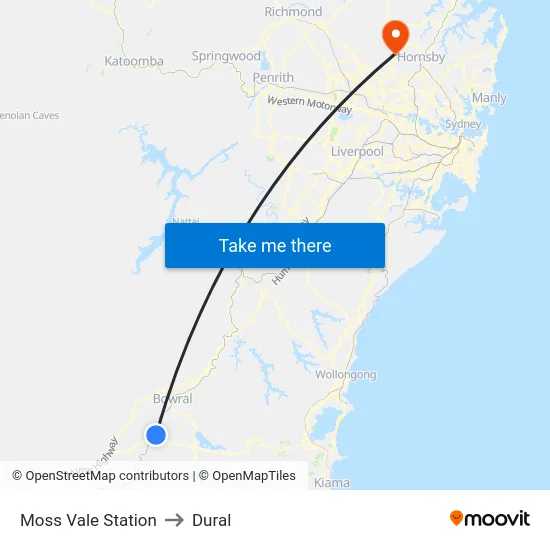 Moss Vale Station to Dural map