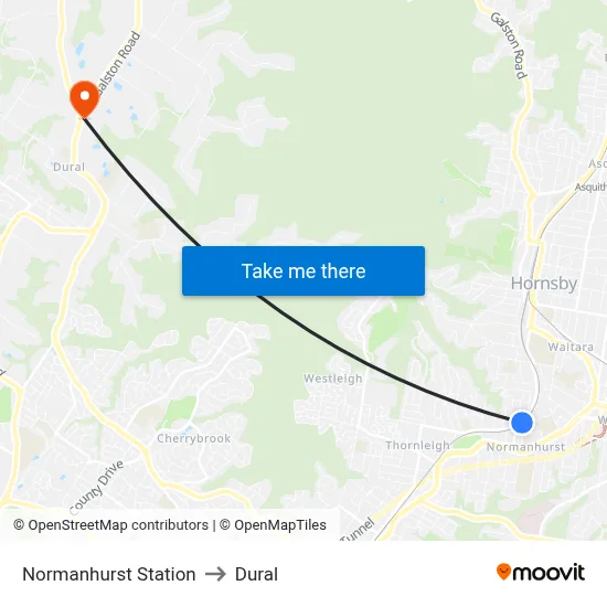 Normanhurst Station to Dural map