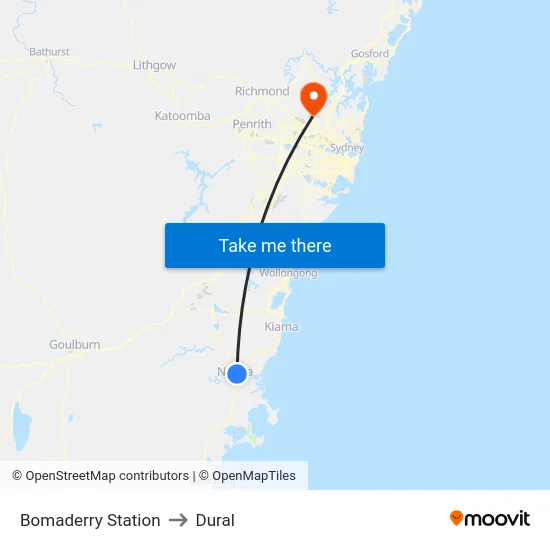Bomaderry (Nowra) Station to Dural map