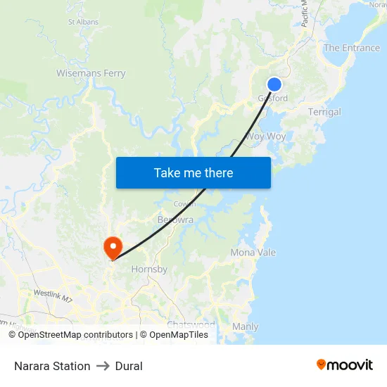 Narara Station to Dural map