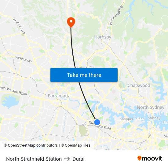 North Strathfield Station to Dural map