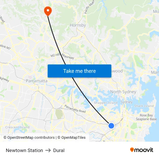 Newtown Station to Dural map