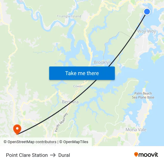 Point Clare Station to Dural map