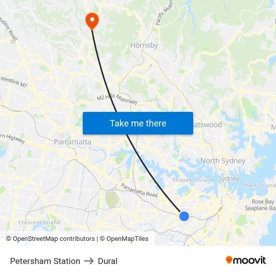 Petersham Station to Dural map