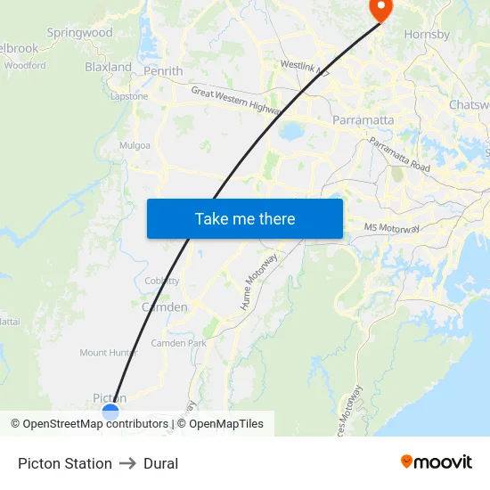 Picton Station to Dural map