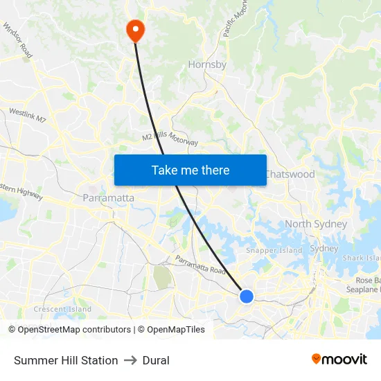 Summer Hill Station to Dural map