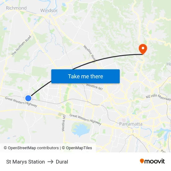 St Marys Station to Dural map