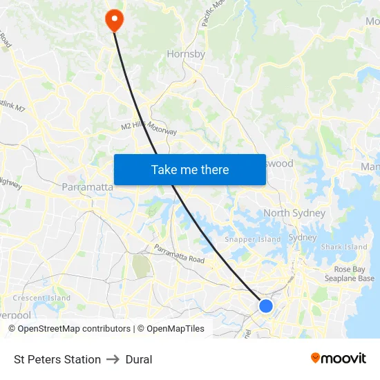 St Peters Station to Dural map