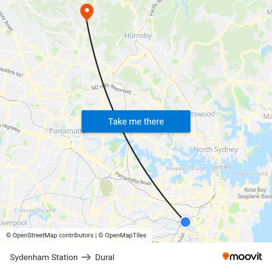 Sydenham Station to Dural map