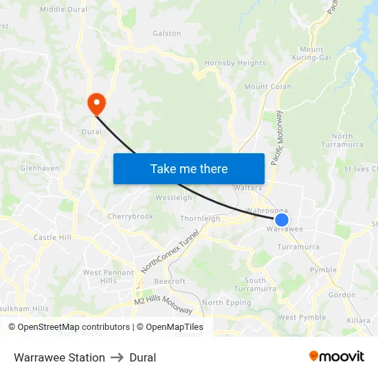 Warrawee Station to Dural map