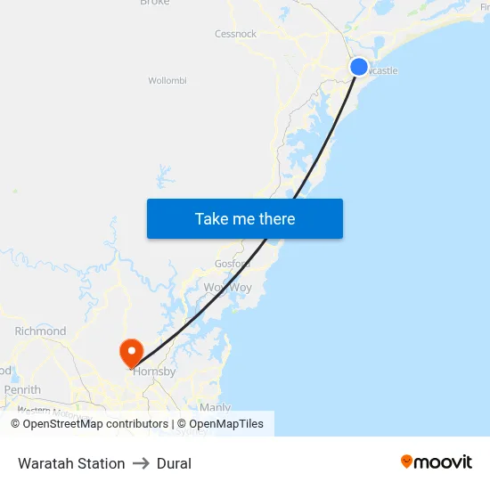 Waratah Station to Dural map