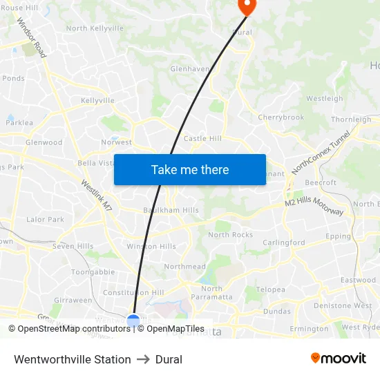 Wentworthville Station to Dural map