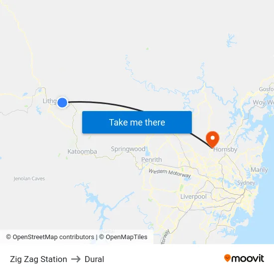 Zig Zag Station to Dural map