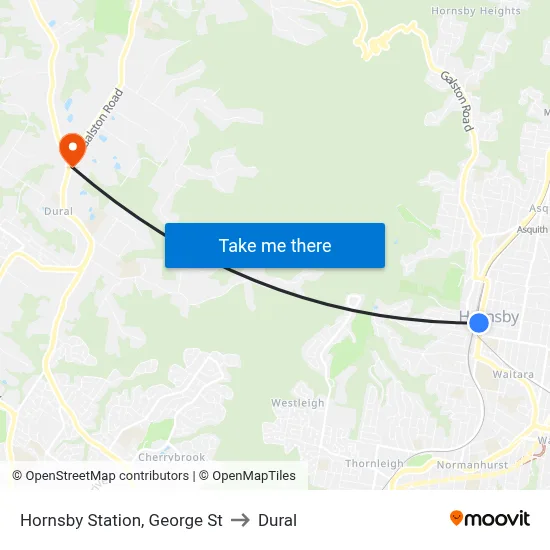Hornsby Station, George St to Dural map