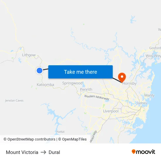 Mount Victoria to Dural map