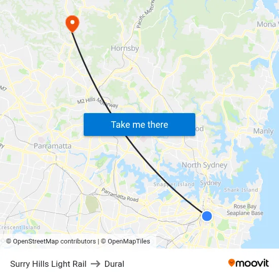Surry Hills Light Rail to Dural map