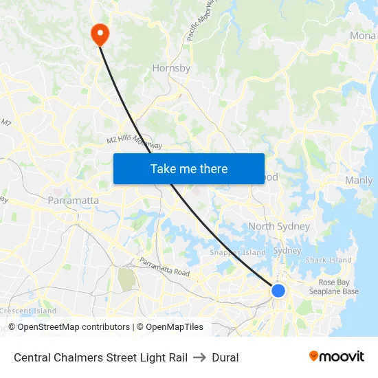 Central Chalmers Street Light Rail to Dural map