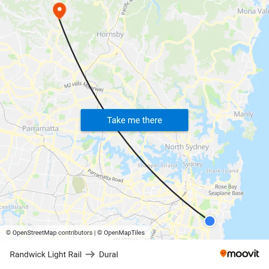 Randwick Light Rail to Dural map