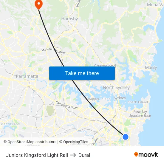 Juniors Kingsford Light Rail to Dural map