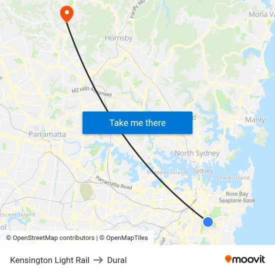 Kensington Light Rail to Dural map