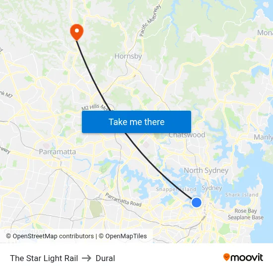 The Star Light Rail to Dural map