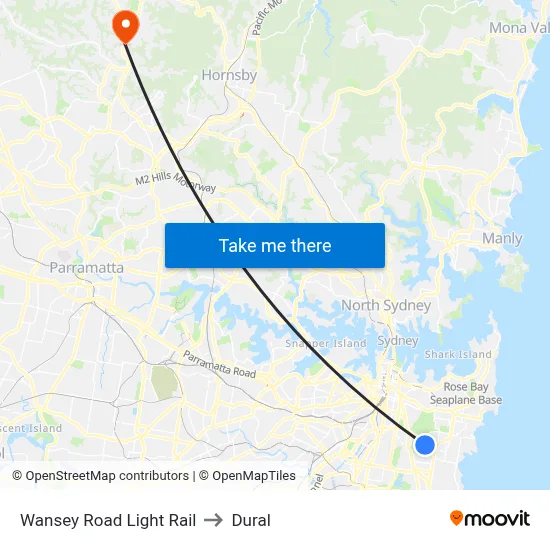 Wansey Road Light Rail to Dural map