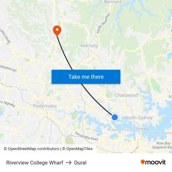 Riverview College Wharf to Dural map