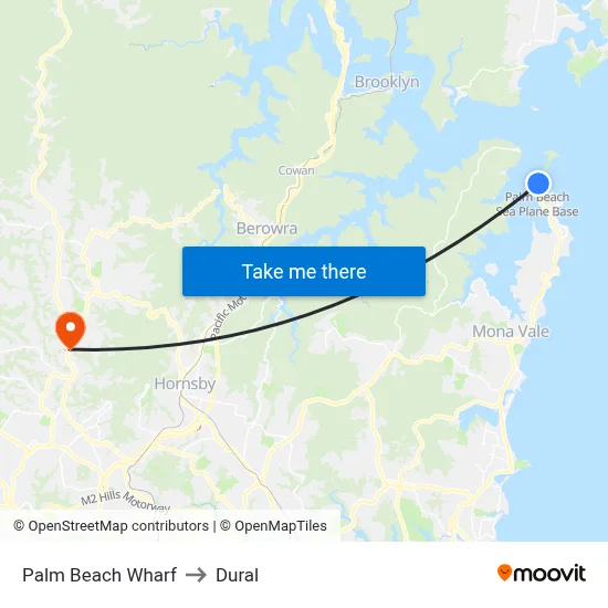 Palm Beach Wharf to Dural map