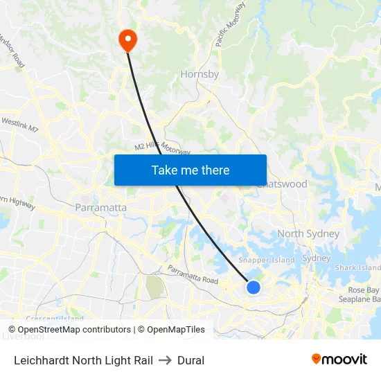 Leichhardt North Light Rail to Dural map