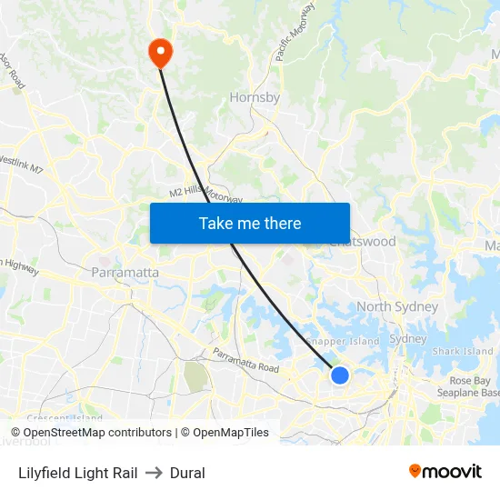 Lilyfield Light Rail to Dural map