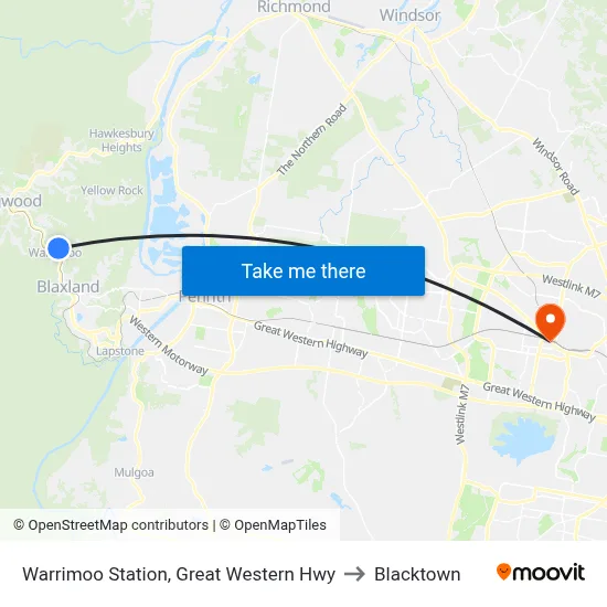 Warrimoo Station, Great Western Hwy to Blacktown map