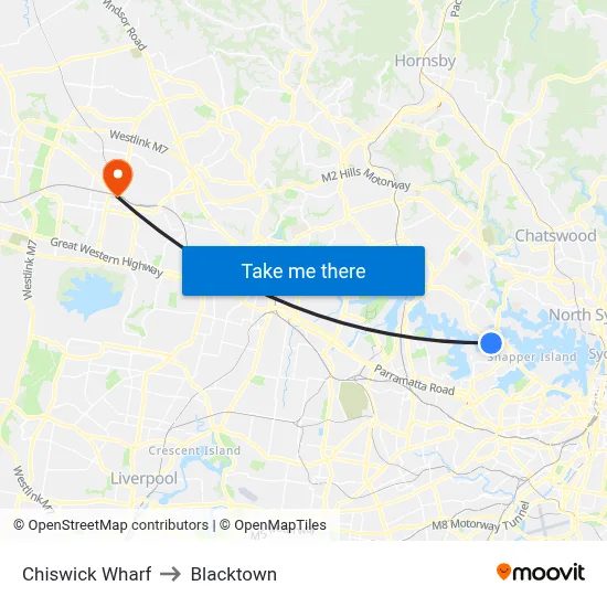 Chiswick Wharf to Blacktown map