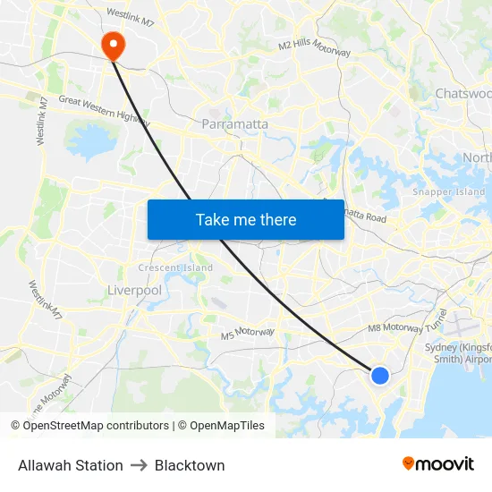 Allawah Station to Blacktown map