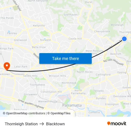 Thornleigh Station to Blacktown map