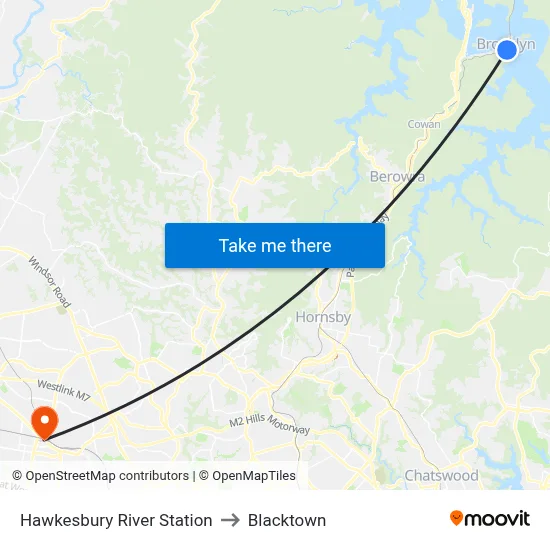 Hawkesbury River Station to Blacktown map