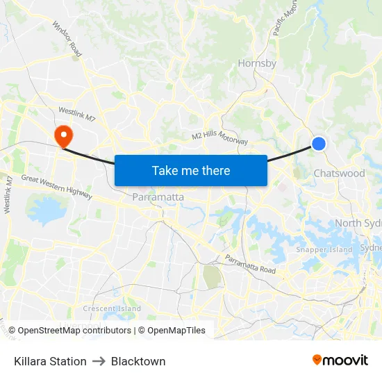 Killara Station to Blacktown map