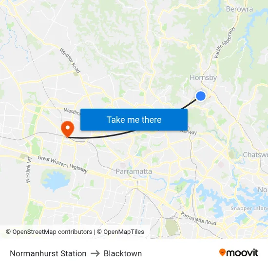 Normanhurst Station to Blacktown map