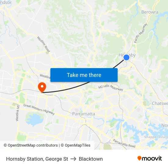 Hornsby Station, George St to Blacktown map