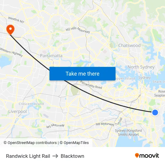 Randwick Light Rail to Blacktown map
